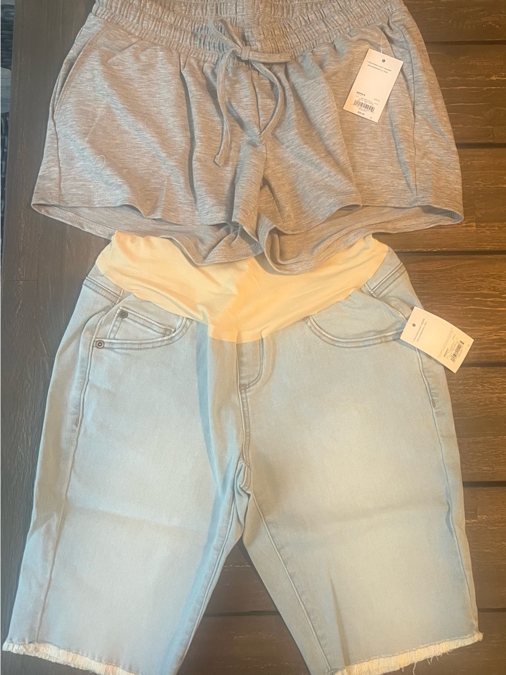 Maternity Belly Panel‎ Denim Bermuda Shorts Lounge Pockets Medium 6 New Lot